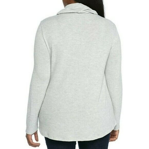 new Directions Metallic Silver Crew Scarf Neck Knit Sweater Plus Size XL / 0X - Picture 3 of 8